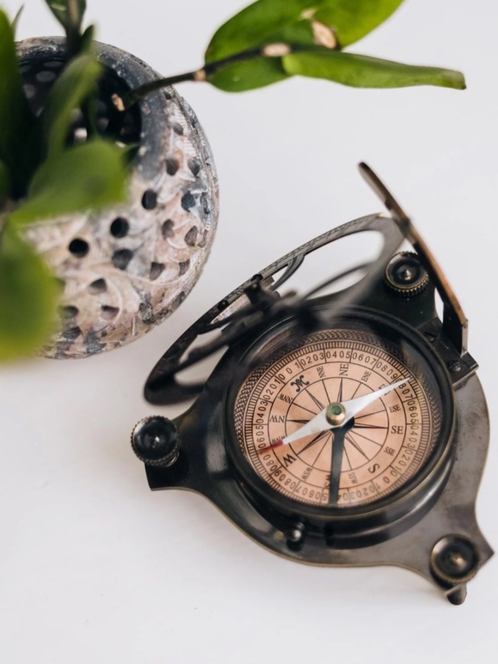Ten Thousand Villages Brass Sundial Compass